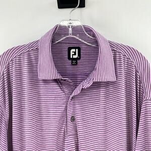 FJ FootJoy Men's Performance Short Sleeve Polo Shirt - Purple/Black - XL